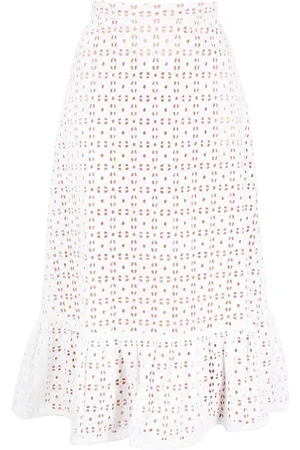 Michael Kors Eyelet-detail cotton midi skirt