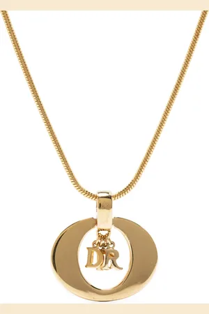 Dior 1990s logo charm chain necklace