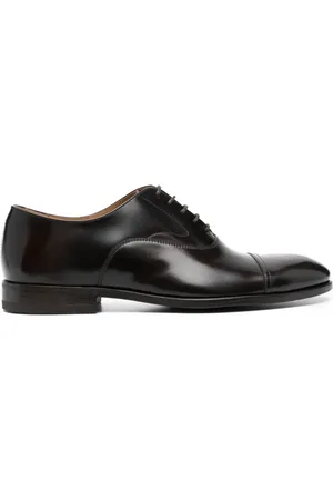 HENDERSON BARACCO Almond-toe leather derby shoes