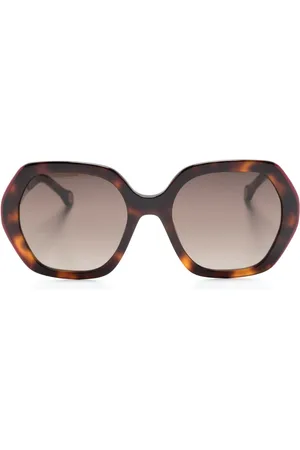 Carolina Herrera Tortoiseshell-effect oversized-frame sunglasses