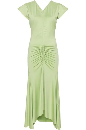 Victoria Beckham Ruched V-neck midi dress