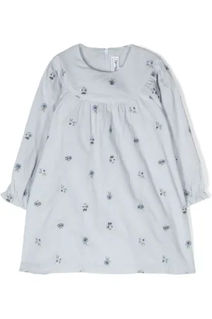 Tartine Et Chocolat Floral-embroidered corduroy midi dress