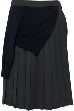 Kolor Patchwork pleated midi skirt