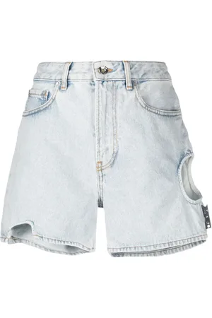 OFF-WHITE Cut-out high-waisted denim shorts