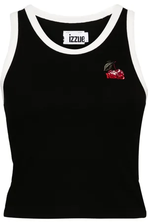 Izzue Logo-embroidered contrasting-trim tank top