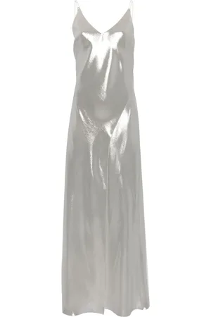 CARINE GILSON Lurex-detail silk slip dress
