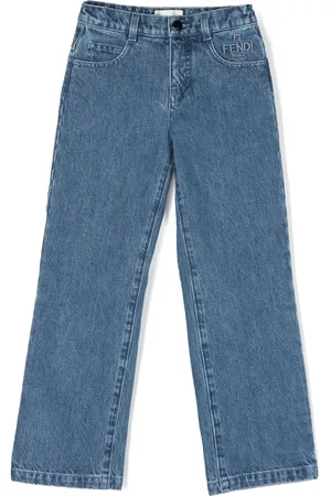 Fendi Logo-embroidered straight-leg jeans