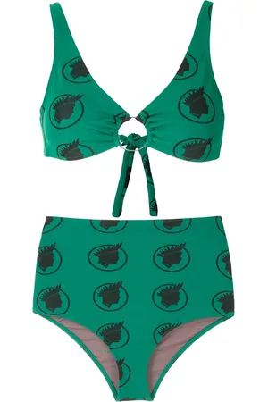 AMIR SLAMA Índio print high waisted bikini set