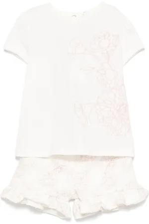 PATACHOU Floral-embroidered T-shirt and shorts