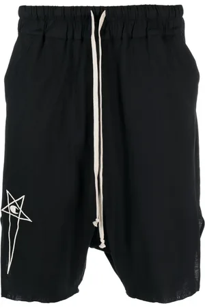 Rick Owens Logo-embroidered organic cotton shorts