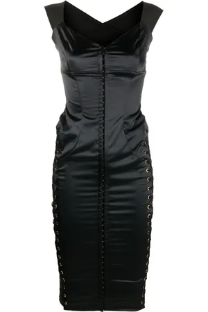 MURMUR Lace-up satin corset dress