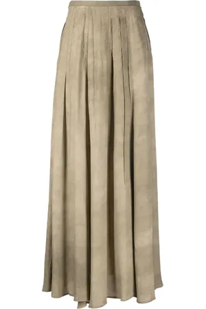 ZIGGY CHEN Distressed-effect pleated maxi skirt
