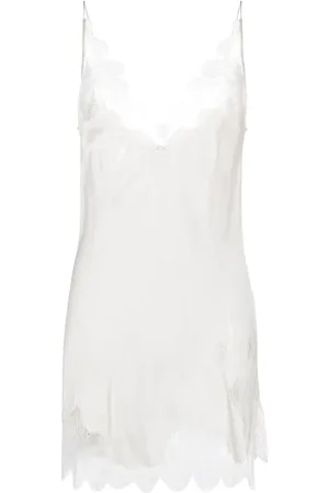 CARINE GILSON Lace-trim silk slip dress