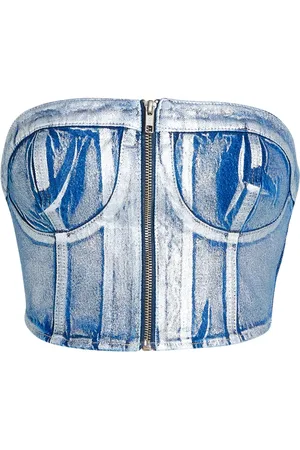 Karl Lagerfeld KLJ-appliqué denim bustier top