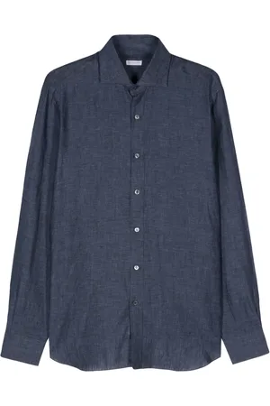 BARBA M??lange-effect linen shirt