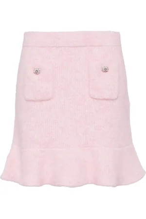 Self-Portrait Fluffy rib-knit mini skirt