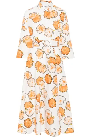 AKRIS Carnation-print shirt midi dress