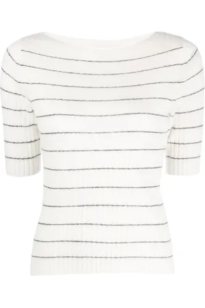 Vince Boat-neck striped knitted top