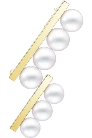 Tasaki 18kt yellow Collection Line Balance Step Akoya pearl brooch
