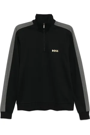 HUGO BOSS Logo-printed half-zip sweater