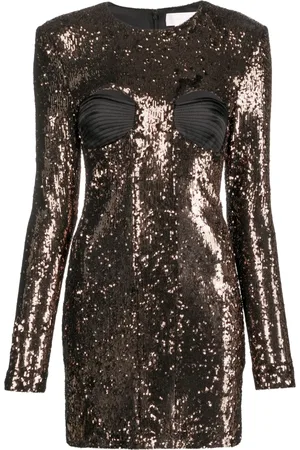 GENNY Sequin-embellished long-sleeved dress