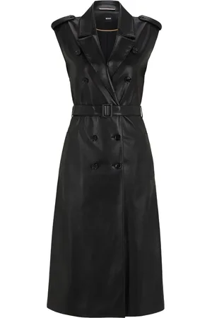 HUGO BOSS Faux-leather double-breasted midi dress