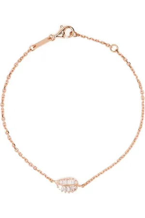 Anita 18kt rose gold palm leaf baguette diamond bracelet