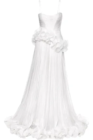Ana Radu Ruffled-appliqu?? pleated gown