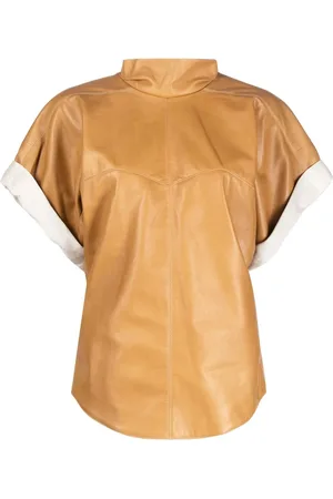 Isabel Marant Baiao roll-sleeve leather top