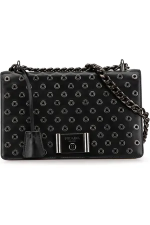 Prada 2010-2024 Soft Calf Grommet Lock Flap Chain shoulder bag