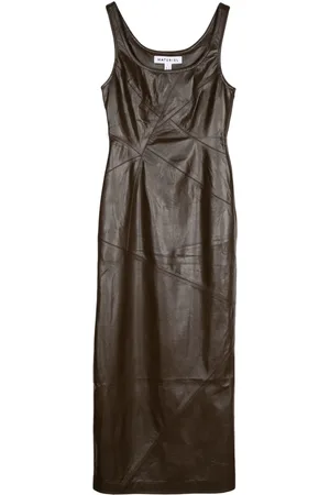 MATÉRIEL by Aleksandre Akhalkatsishvili Diagonal-stitch faux-leather midi dress