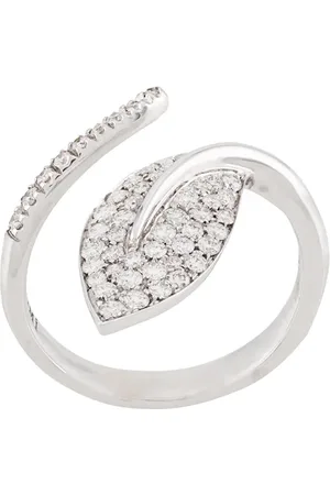 MIMI & LULA 18kt white gold Foglia leaf diamond ring