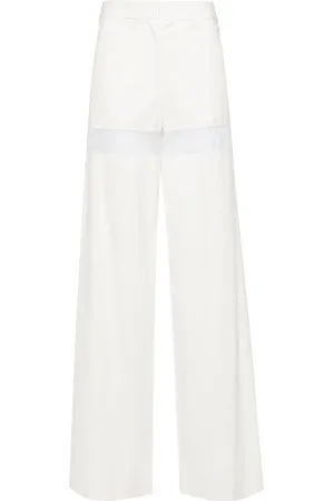 GENNY Sheer-stripe wide-leg trousers
