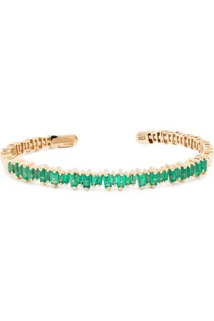Suzanne Kalan 18kt yellow Bold emerald open-cuff bracelet