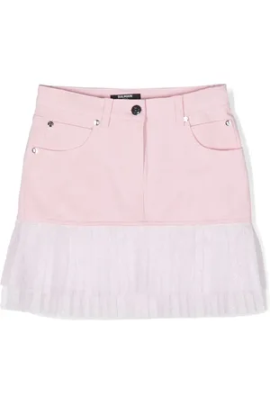 Balmain Tulle-panel stretch-cotton skirt