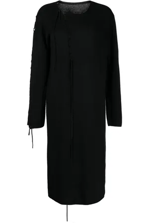 YOHJI YAMAMOTO Tie-detail long-sleeve midi dress
