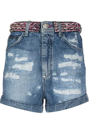 Philipp Plein Rhinestone-embellished denim shorts