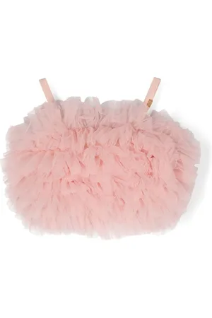 Elisabetta Franchi Ruffled tulle crop top