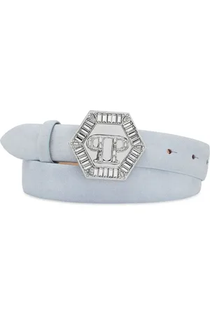 Philipp Plein Hexagon-plaque suede belt