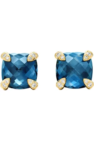 David Yurman 18kt yellow Chatelaine topaz and diamond stud earrings (8mm)