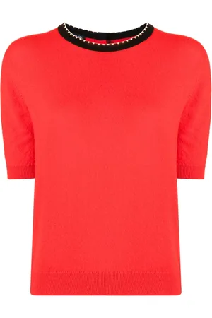 CHANEL 1990-2000s trimmed neck cashmere T-shirt