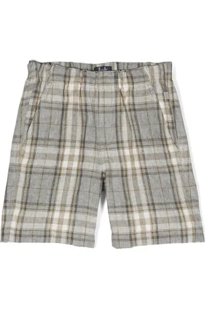 Il gufo Check-pattern linen-flax shorts