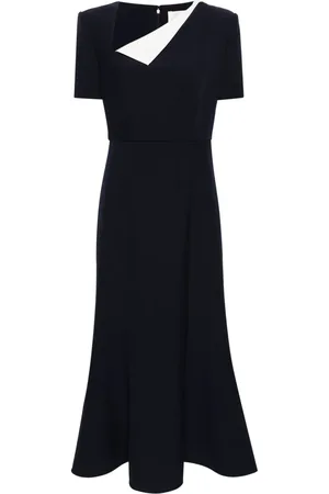 Roland Mouret Asymmetric-neck crepe maxi dress