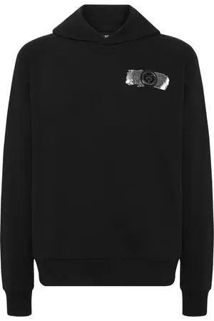 Philipp Plein Logo-appliqué metallic-detail hoodie