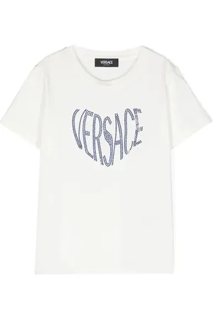 VERSACE Rhinestoned logo-embossed T-shirt