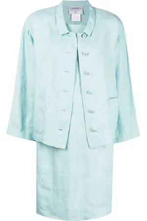 CHANEL 1996 CC-buttons linen dress and jacket set