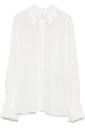 Elisabetta Franchi Floral-embroidered georgette shirt