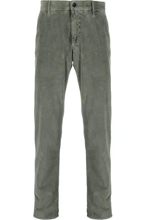 Incotex Logo-embroidered corduroy tapered trousers