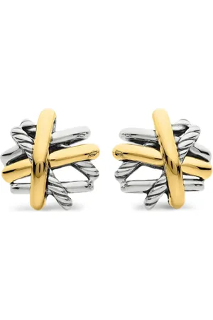 David Yurman 18kt yellow gold and sterling Crossover stud earrings (11mm)
