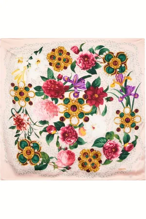 CHANEL Camellia Pearl silk scarf